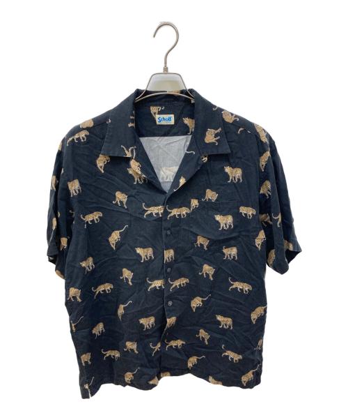 Schott（ショット）Schott (ショット) レオパードハワイアンシャツ ブラック サイズ:Lの古着・服飾アイテム