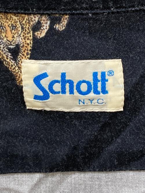 Schott（ショット）Schott (ショット) レオパードハワイアンシャツ ブラック サイズ:Lの古着・服飾アイテム