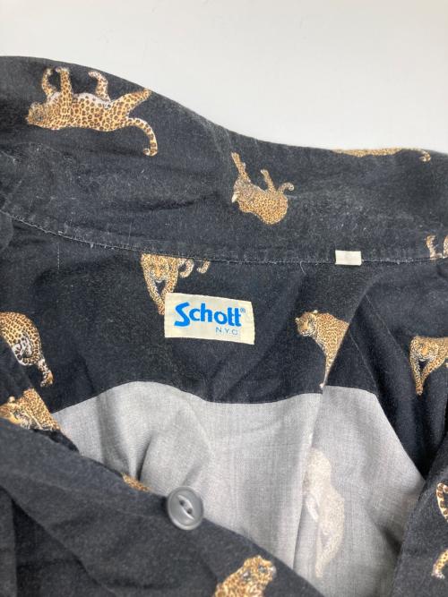 Schott（ショット）Schott (ショット) レオパードハワイアンシャツ ブラック サイズ:Lの古着・服飾アイテム