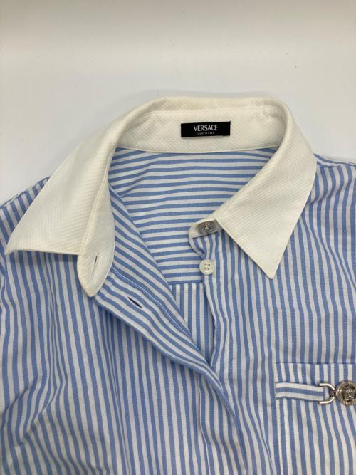 VERSACE（ヴェルサーチェ）VERSACE (ヴェルサーチェ) Oxford Shirt ホワイト×スカイブルー サイズ:38の古着・服飾アイテム