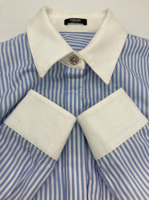 VERSACE（ヴェルサーチェ）VERSACE (ヴェルサーチェ) Oxford Shirt ホワイト×スカイブルー サイズ:38の古着・服飾アイテム