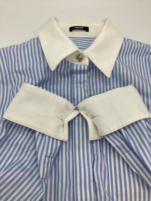 VERSACE（ヴェルサーチェ）VERSACE (ヴェルサーチェ) Oxford Shirt ホワイト×スカイブルー サイズ:38の古着・服飾アイテム