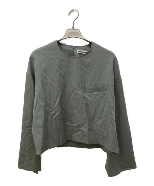 SOFTHYPHEN（ソフトハイフン）SOFTHYPHEN (ソフトハイフン) NOCOLLAR PULLOVER SHIRT JACKET グリーン サイズ:2の古着・服飾アイテム