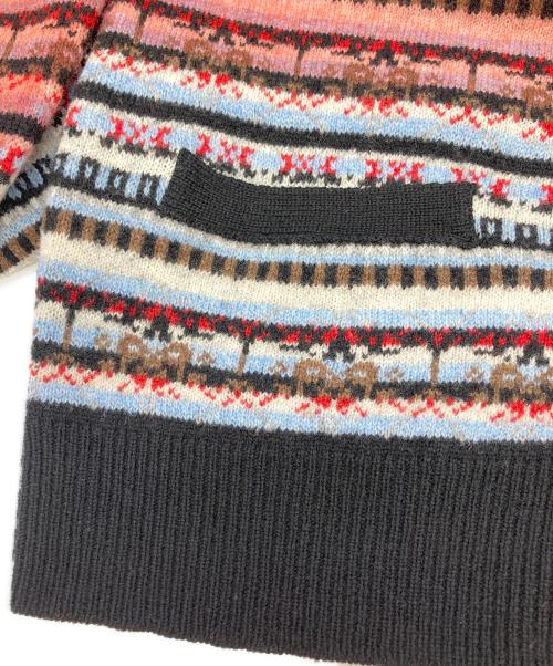 sacai（サカイ）sacai (サカイ) ノルディック柄ウールニットカーディガン レッド×ブラック サイズ:1の古着・服飾アイテム