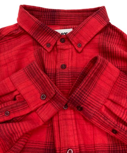 PALACE（パレス）PALACE (パレス) BRUSHED FLANNEL DROP SHOULDER SHIRT レッド サイズ:XLの古着・服飾アイテム