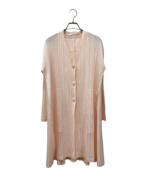 PLEATS PLEASE（プリーツプリーズ）PLEATS PLEASE (プリーツプリーズ) MELLOW PLEATS/プリーツロングカーディガン ピンク サイズ:Lの古着・服飾アイテム