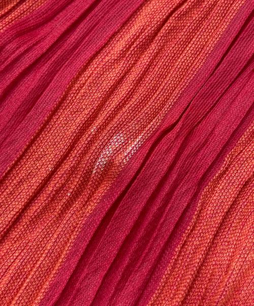 PLEATS PLEASE（プリーツプリーズ）PLEATS PLEASE (プリーツプリーズ) バイカラープリーツワンピース レッド サイズ:Mの古着・服飾アイテム