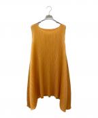 PLEATS PLEASEプリーツプリーズ）の古着「変形プリーツノースリーブワンピース」｜イエロー