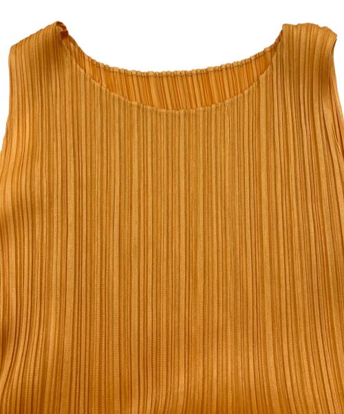 PLEATS PLEASE（プリーツプリーズ）PLEATS PLEASE (プリーツプリーズ) 変形プリーツノースリーブワンピース イエロー サイズ:Lの古着・服飾アイテム