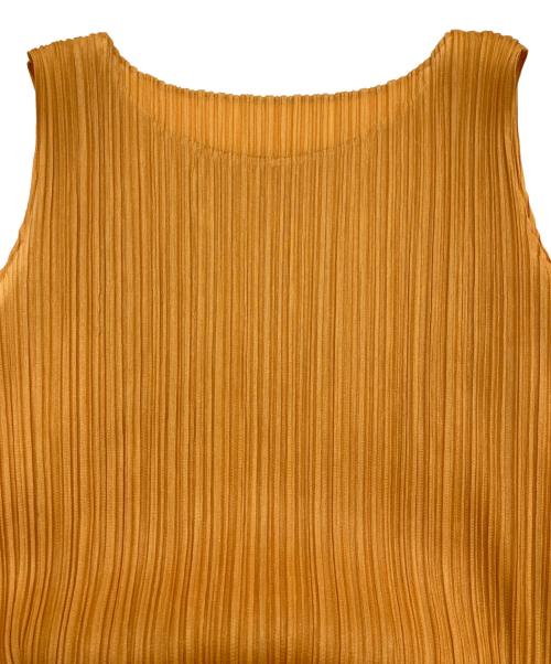 PLEATS PLEASE（プリーツプリーズ）PLEATS PLEASE (プリーツプリーズ) 変形プリーツノースリーブワンピース イエロー サイズ:Lの古着・服飾アイテム