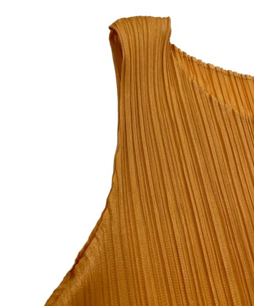 PLEATS PLEASE（プリーツプリーズ）PLEATS PLEASE (プリーツプリーズ) 変形プリーツノースリーブワンピース イエロー サイズ:Lの古着・服飾アイテム