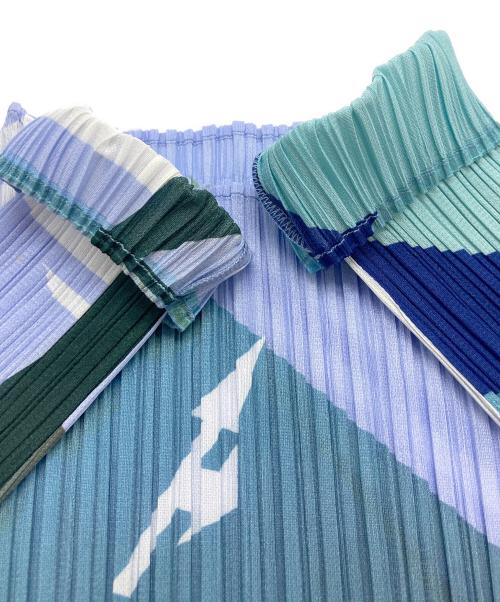 PLEATS PLEASE（プリーツプリーズ）PLEATS PLEASE (プリーツプリーズ) 総柄プリーツワンピース ブルー サイズ:Mの古着・服飾アイテム