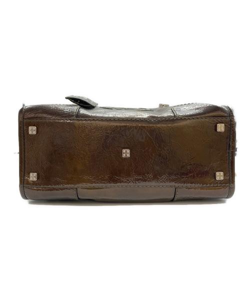 LOEWE（ロエベ）LOEWE (ロエベ) アマソナ36/エナメルハンドバッグ ブラウンの古着・服飾アイテム