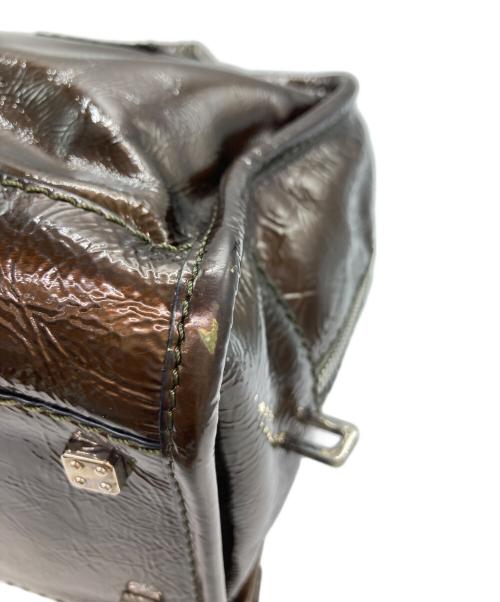 LOEWE（ロエベ）LOEWE (ロエベ) アマソナ36/エナメルハンドバッグ ブラウンの古着・服飾アイテム