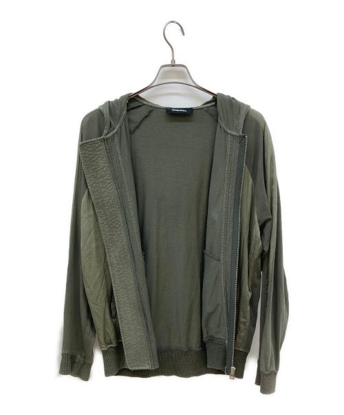 DIESEL（ディーゼル）DIESEL (ディーゼル) ヴィンテージ加工ジップアップジャケット カーキ サイズ:Sの古着・服飾アイテム