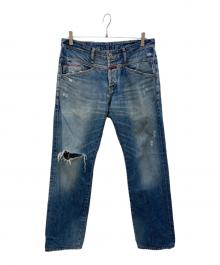 MARITHE+FRANCOIS GIRBAUD（マリテフランソワジルボー）の古着「ダメージ加工デニムパンツ」｜インディゴ