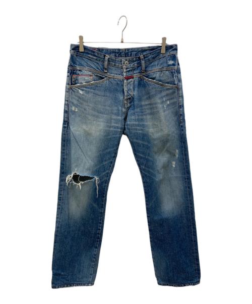 MARITHE+FRANCOIS GIRBAUD（マリテフランソワジルボー）MARITHE+FRANCOIS GIRBAUD (マリテフランソワジルボー) ダメージ加工デニムパンツ インディゴ サイズ:Lの古着・服飾アイテム