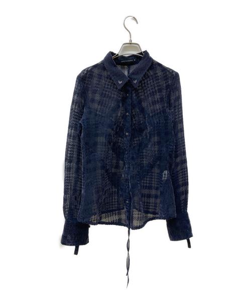 MARITHE+FRANCOIS GIRBAUD（マリテフランソワジルボー）MARITHE+FRANCOIS GIRBAUD (マリテフランソワジルボー) シアーシャツ ネイビー サイズ:Mの古着・服飾アイテム