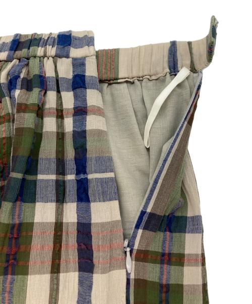 慈雨（ジウ）慈雨 (ジウ) チェック柄パンツ ブラウン サイズ:40の古着・服飾アイテム