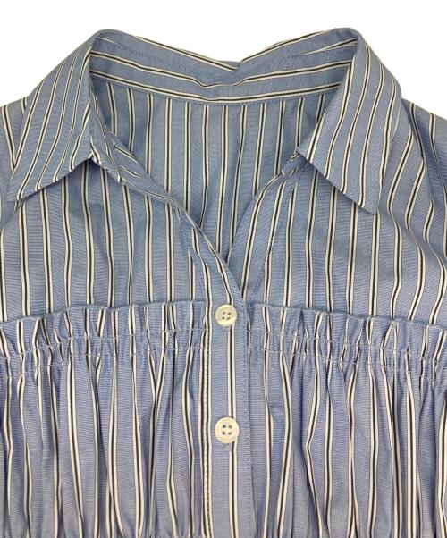 JILL BY JILLSTUART（ジル バイ ジルスチュアート）JILL BY JILLSTUART (ジル バイ ジルスチュアート) ウエストシャーリングストライプシャツワンピース スカイブルー サイズ:FREEの古着・服飾アイテム
