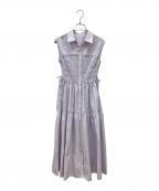 JILL BY JILLSTUARTジル バイ ジルスチュアート）の古着「ウエストシャーリングストライプシャツワンピース」｜ラベンダー