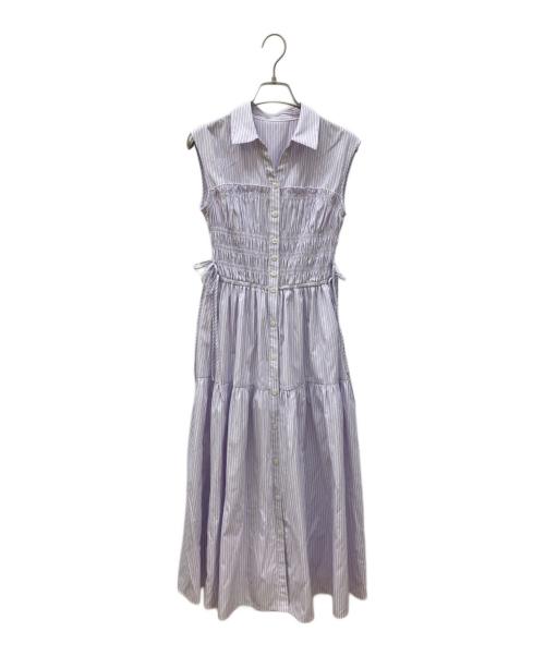 JILL BY JILLSTUART（ジル バイ ジルスチュアート）JILL BY JILLSTUART (ジル バイ ジルスチュアート) ウエストシャーリングストライプシャツワンピース ラベンダー サイズ:FREEの古着・服飾アイテム