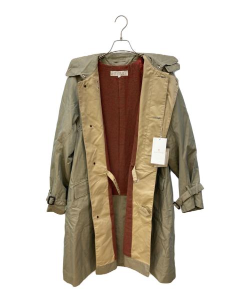 HAVERSACK（ハバーサック）HAVERSACK (ハバーサック) 比翼ステンカラーコート カーキ/玉虫色 サイズ:L 未使用品の古着・服飾アイテム