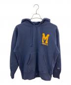 Championチャンピオン）の古着「フロッキープリントジップパーカー」｜ネイビー