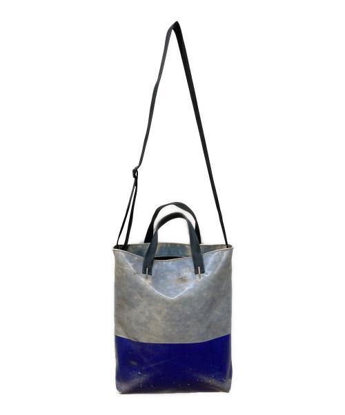 FREITAG（フライターグ）FREITAG (フライターグ) ダメージ加工転写トートバッグ ブルーの古着・服飾アイテム