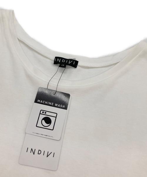 INDIVI（インディヴィ）INDIVI (インディヴィ) Tシャツセットワンピース ホワイト×ブラウン サイズ:13の古着・服飾アイテム