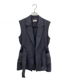 DES PRES（デ プレ）の古着「リネンナイロンストレッチ ベルテッドジレ」｜グレー