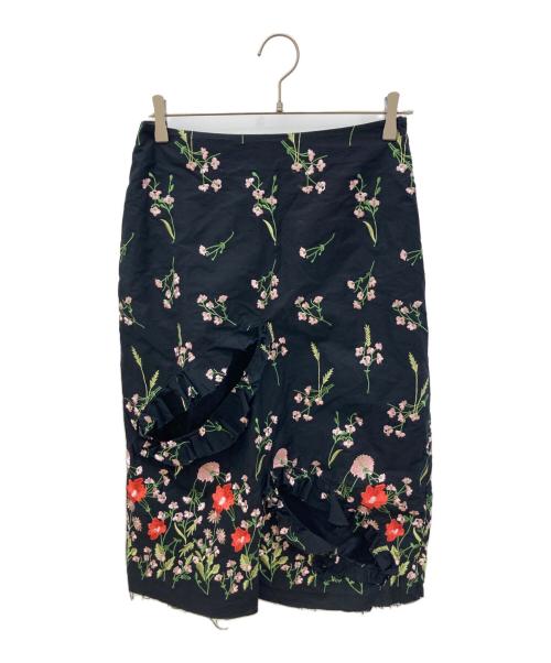 MARQUES ALMEIDA（マルケス アルメイダ）MARQUES ALMEIDA (マルケス アルメイダ) フラワー刺繍スカート ブラック サイズ:8の古着・服飾アイテム