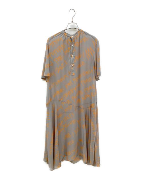 mint designs（ミント デザインズ）mint designs (ミント デザインズ) 半袖シアーワンピース オレンジ×グレー サイズ:2の古着・服飾アイテム