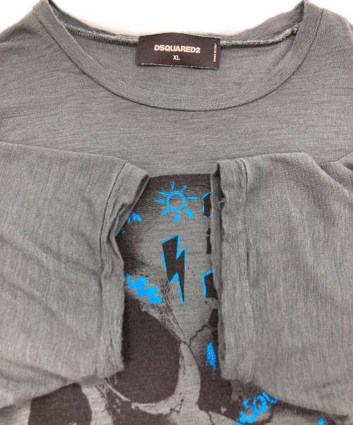DSQUARED2（ディースクエアード）DSQUARED2 (ディースクエアード) プリントTシャツ グレー サイズ:XLの古着・服飾アイテム