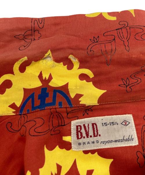 B.V.D（ビーブイディー）B.V.D (ビーブイディー) 50's灯籠柄アロハシャツ オレンジ サイズ:15-15 1/2の古着・服飾アイテム
