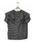 INDIVI（インディヴィ）の古着「チェック柄フリルブラウス」｜ブラック×ホワイト