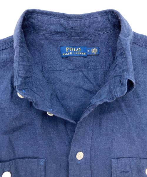 POLO RALPH LAUREN（ポロ・ラルフローレン）POLO RALPH LAUREN (ポロ・ラルフローレン) S/Sリネンシャツ ネイビー サイズ:2の古着・服飾アイテム