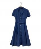 POLO RALPH LAURENポロ・ラルフローレン）の古着「S/Sリネンシャツワンピース」｜ブルー