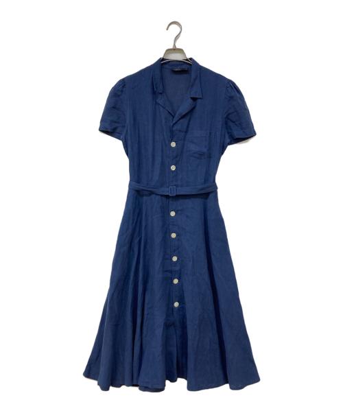 POLO RALPH LAUREN（ポロ・ラルフローレン）POLO RALPH LAUREN (ポロ・ラルフローレン) S/Sリネンシャツワンピース ブルー サイズ:6の古着・服飾アイテム