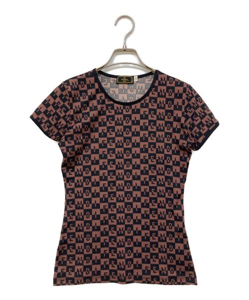 FENDI（フェンディ）FENDI (フェンディ) 総柄Tシャツ ブラウン サイズ:42の古着・服飾アイテム