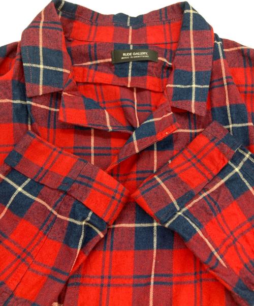 RUDE GALLERY（ルードギャラリー）RUDE GALLERY (ルードギャラリー) チェックガウンコート レッド サイズ:不明の古着・服飾アイテム