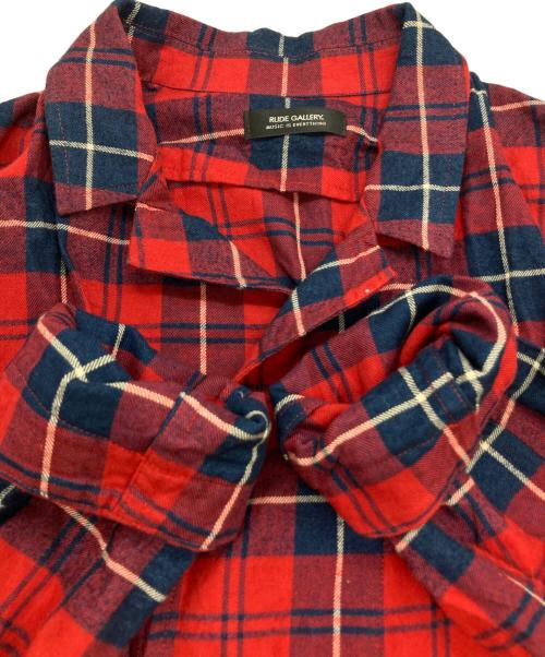 RUDE GALLERY（ルードギャラリー）RUDE GALLERY (ルードギャラリー) チェックガウンコート レッド サイズ:不明の古着・服飾アイテム