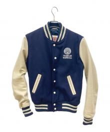 Franklin & Marshall（フランクリン＆マーシャル）の古着「レザー切替スタジャン」｜ネイビー