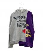 DSQUARED2ディースクエアード）の古着「ドッキングパーカー」｜グレー×パープル
