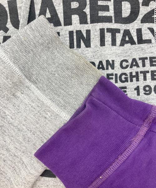 DSQUARED2（ディースクエアード）DSQUARED2 (ディースクエアード) ドッキングパーカー グレー×パープル サイズ:XLの古着・服飾アイテム