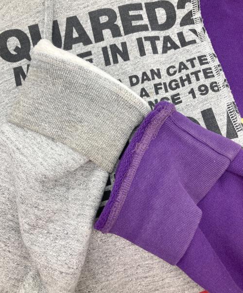 DSQUARED2（ディースクエアード）DSQUARED2 (ディースクエアード) ドッキングパーカー グレー×パープル サイズ:XLの古着・服飾アイテム