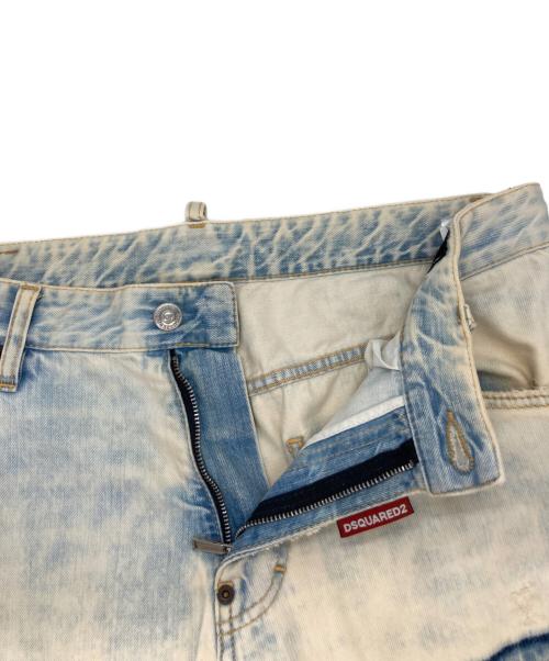 DSQUARED2（ディースクエアード）DSQUARED2 (ディースクエアード) ブリーチ加工ダメージデニムパンツ ブルー サイズ:Lの古着・服飾アイテム