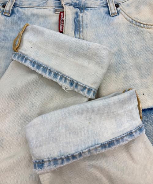 DSQUARED2（ディースクエアード）DSQUARED2 (ディースクエアード) ブリーチ加工ダメージデニムパンツ ブルー サイズ:Lの古着・服飾アイテム