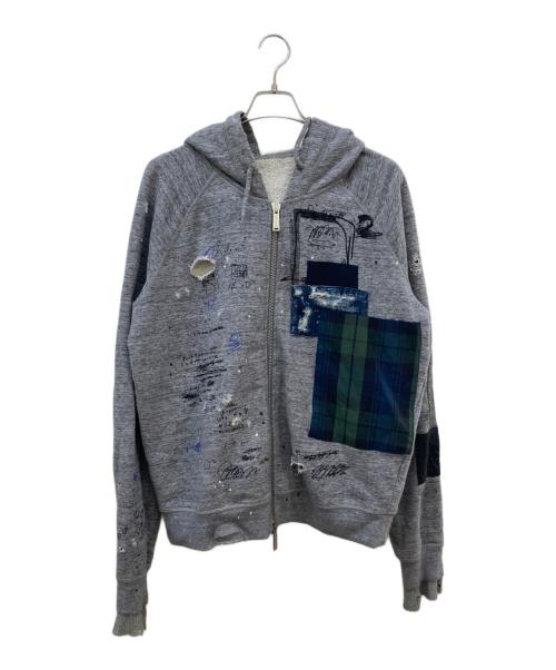 DSQUARED2（ディースクエアード）DSQUARED2 (ディースクエアード) ダメージ加工ジップパーカー グレー サイズ:XLの古着・服飾アイテム
