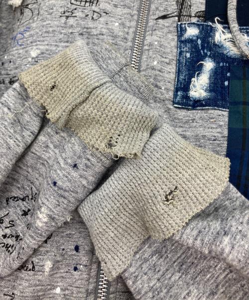 DSQUARED2（ディースクエアード）DSQUARED2 (ディースクエアード) ダメージ加工ジップパーカー グレー サイズ:XLの古着・服飾アイテム